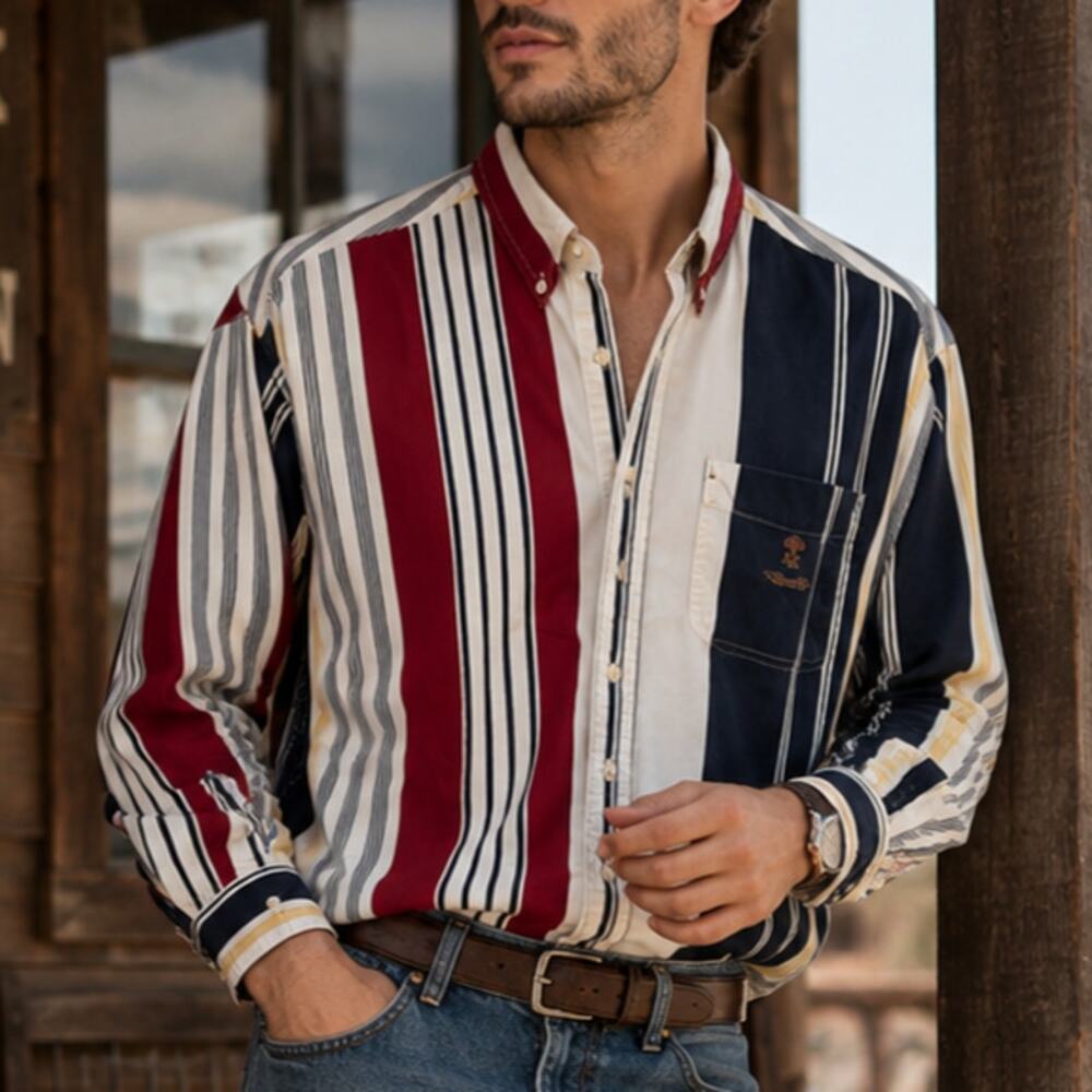 Chaps Ralph Lauren Vintage Button-Up Shirt Men's Size M Cotton Western Retro